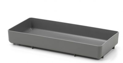 Dunkelgraues Chap Tray Tablett von Vitra, rechteckig und mit kleinen Füßen, für Büro und Zuhause.